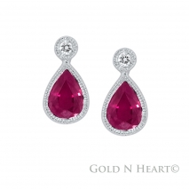 Pear Shaped Ruby Studs