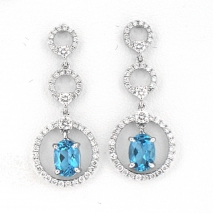 Diamond Earrings with Blue Topaz Drops