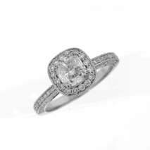 Cushion Cut Cneter with Pave Sides