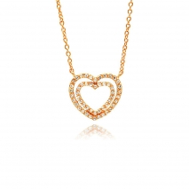 Rose Gold Plated Sterling Double Heart