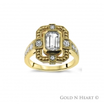 Emerald Cut Yellow Gold Engagement Ring