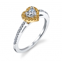 Yellow Diamond Halo Heart Ring