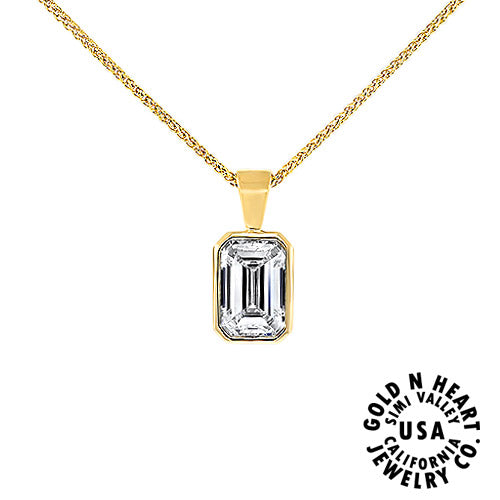 Full Bezel Lab Created Emerald Cut Diamond Pendant