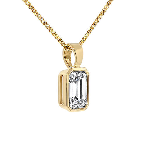 Full Bezel Lab Created Emerald Cut Diamond Pendant
