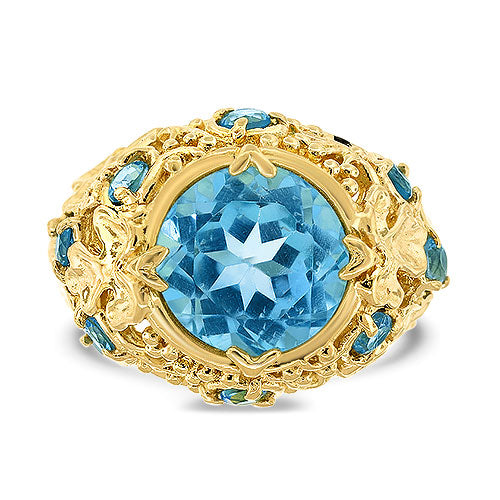 Blue Topaz Ornate Dome Ring Pre-Owned
