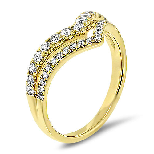 Double Row Chevron Band in 18K Yellow Gold