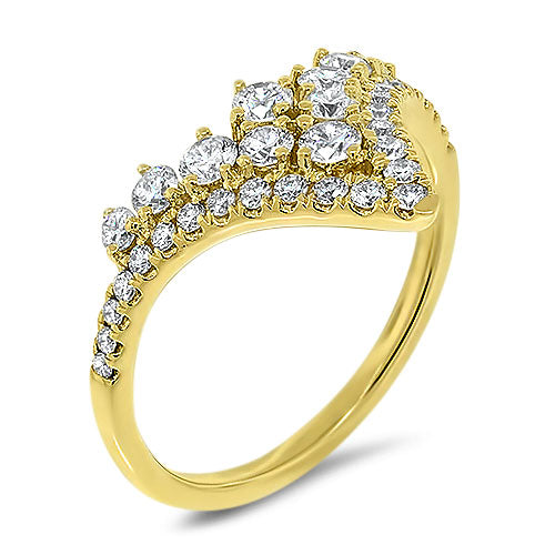 Chevron Style Diamond Fashion Ring in Rich 14K Yellow gold