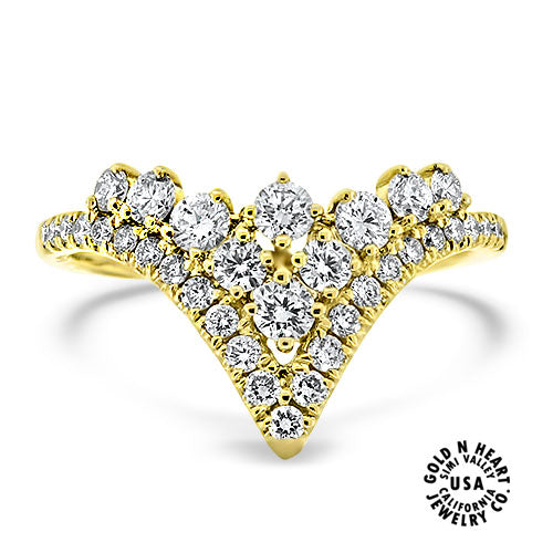 Chevron Style Diamond Fashion Ring in Rich 14K Yellow gold