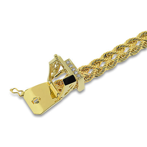 Diamond Double Rope Chain Buckle Bracelet 14K Yellow Pre-Owned