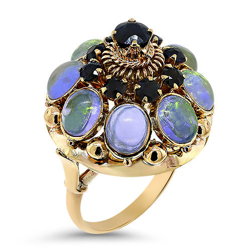 Moonstone and Blue Sapphire Harem Ring Pre-Owned