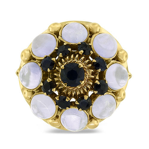 Moonstone and Blue Sapphire Harem Ring Pre-Owned