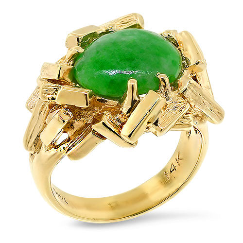 Green Jade Nugget Ring Pre-Owned