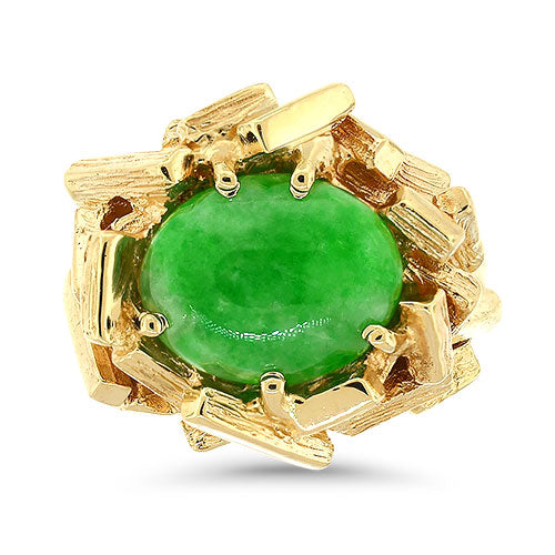 Green Jade Nugget Ring Pre-Owned
