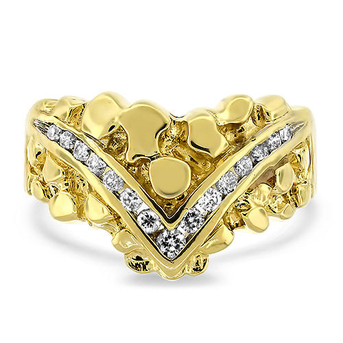 Channel Set Diamonds in Chevron Nugget Ring