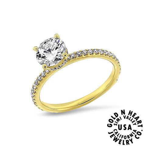 Natural Round Brilliant Solitaire with Hidden Halo in 18K Yellow Gold