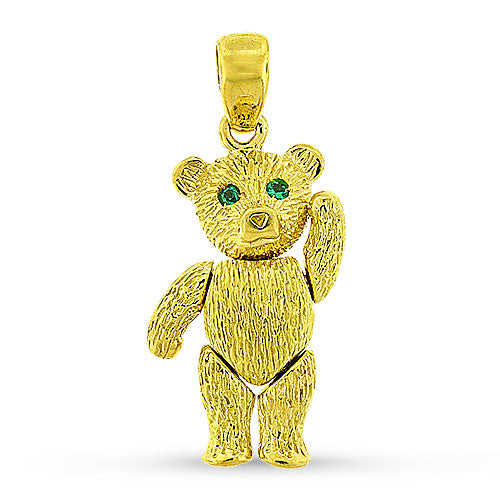 Teddy Bear Pendant with Emeralds Pre-Owned