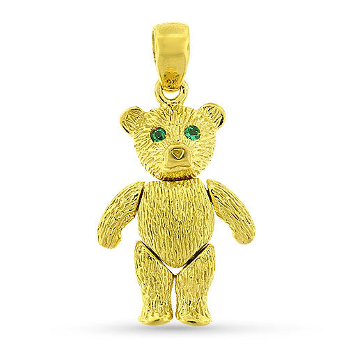 Teddy Bear Pendant with Emeralds Pre-Owned