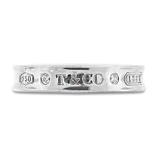 Tiffany & Co. 18K White Gold Band w Diamonds Pre-Owned