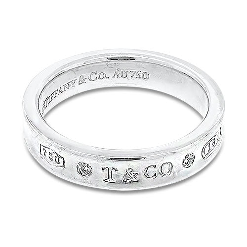 Tiffany & Co. 18K White Gold Band w Diamonds Pre-Owned - Gold N