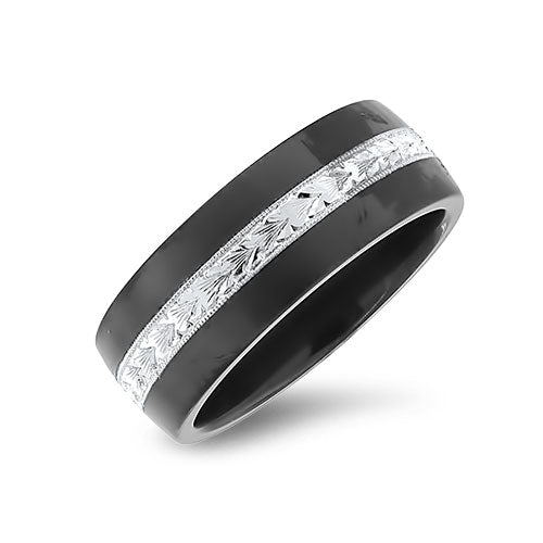 Zirconium and Platinum Wedding Band - The "Dragons Tail"