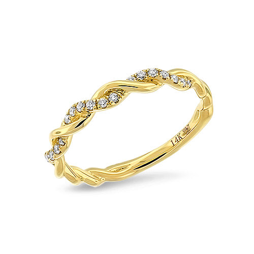 14K Yellow Gold Natural Diamond Twist Band