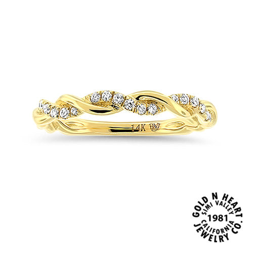 14K Yellow Gold Natural Diamond Twist Band