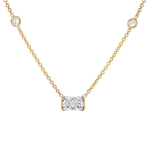 Semi-Bezel Lab Created Radiant-Cut Diamond Necklace