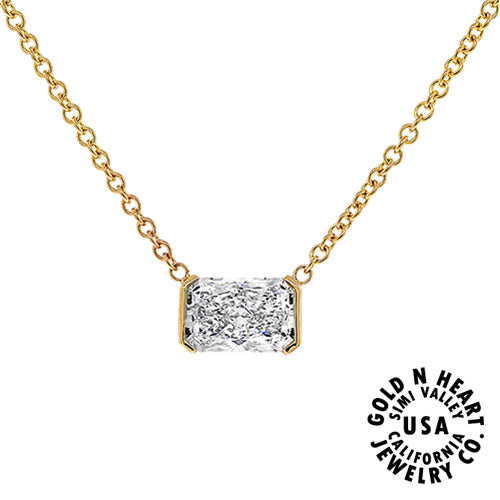 Semi-Bezel Lab Created Radiant-Cut Diamond Necklace
