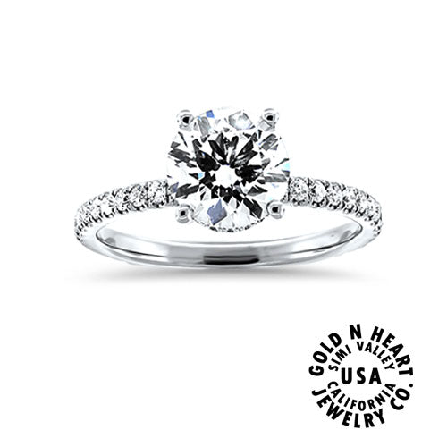 Round Brilliant Hidden Halo Solitaire in 18k White