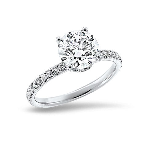 Round Brilliant Hidden Halo Solitaire in 18k White