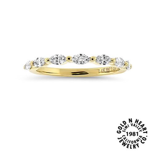 Marquise Line Wedding Band - Lab Diamonds