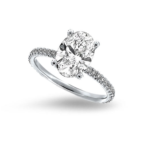 Oval 2ct. Center With Hidden Halo And Frosted Prongs Solitaire