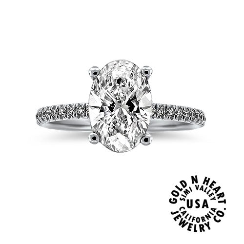 Oval 2ct. Center With Hidden Halo And Frosted Prongs Solitaire