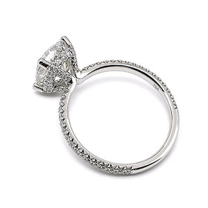 Oval 2ct. Center Lab Diamond With Natural Diamonds on Hidden Halo & Prongs Solitaire