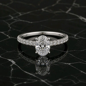Oval 2ct. Center Lab Diamond With Natural Diamonds on Hidden Halo & Prongs Solitaire