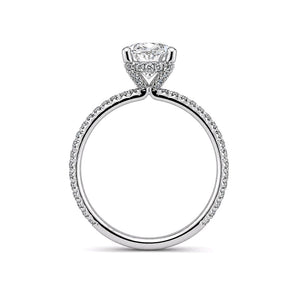 Oval 2ct. Center Lab Diamond With Natural Diamonds on Hidden Halo & Prongs Solitaire