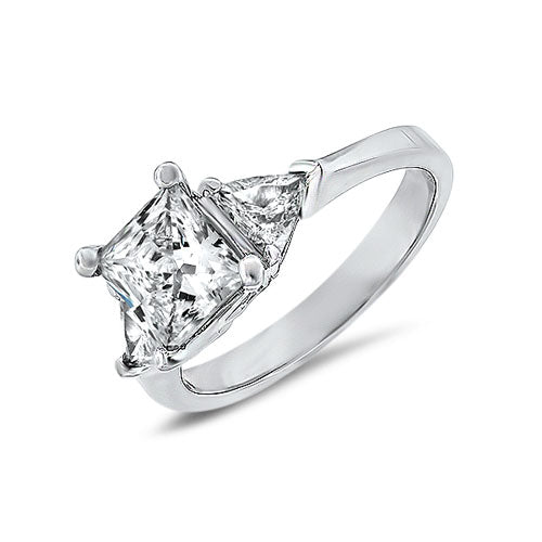 Princess Diamond Solitaire with Trillion Sides in Platinum PRE-OWNED