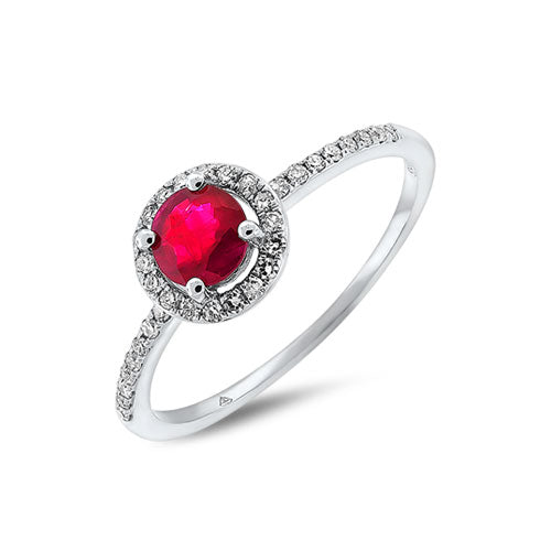 Natural Ruby with Diamonds set in 14k White gold