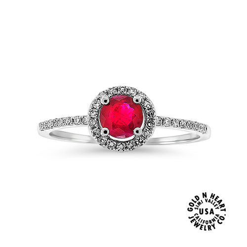 Natural Ruby with Diamonds set in 14k White gold