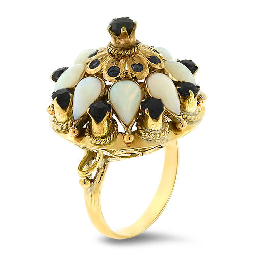 Opal and Blue Sapphire Harem ring Pre-Owned