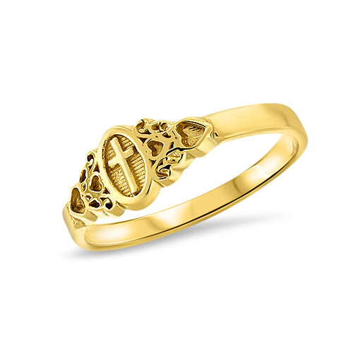 Cross in Oval Frame Faith Ring