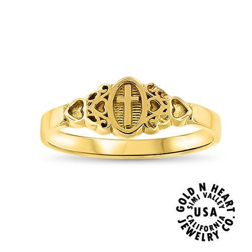 Cross in Oval Frame Faith Ring