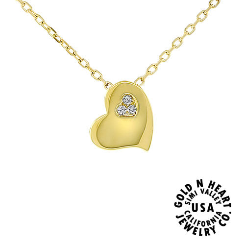 Floating Heart Necklace with 3 Diamonds