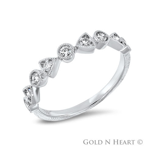 Round & Triangle Shapes Diamond Band with Milgrain