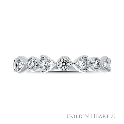 Round & Triangle Shapes Diamond Band with Milgrain