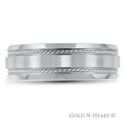 Twisted Rope Design 14K White Gold Wedding Band