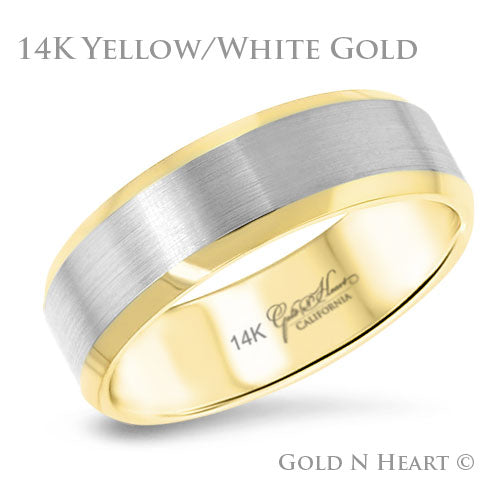 14K Yellow & White Gold 2-Tone Beveled Wedding Band