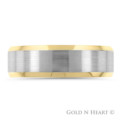14K Yellow & White Gold 2-Tone Beveled Wedding Band