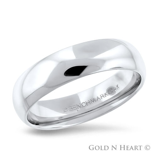 14K White Gold 6 mm Comfort Fit Wedding Band