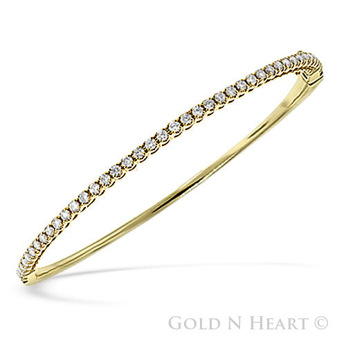 Yellow Gold Diamond Line Bangle Bracelet